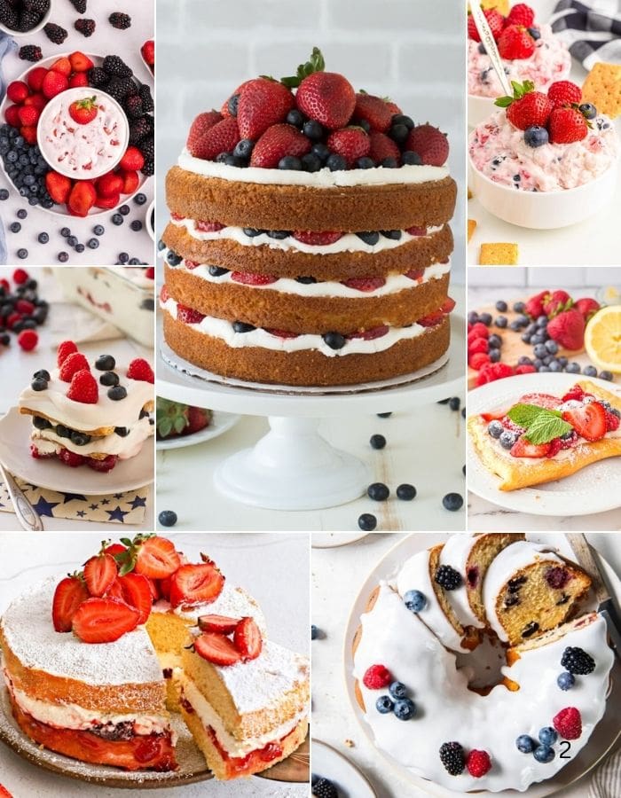 Collage of easy summer desserts made with fresh berries