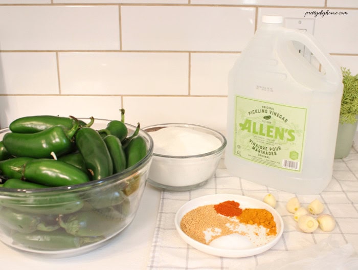 Ingredients for homemade cowboy candy jalapenos.