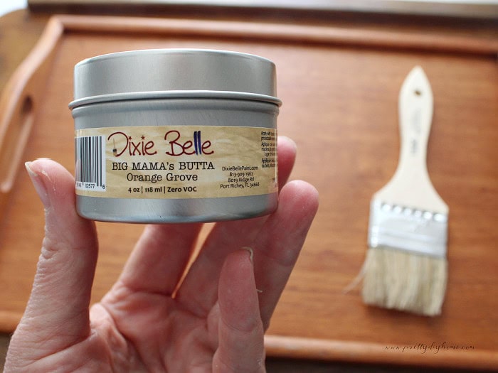Dixie Belle Big Mama’s Butta and brush used to refresh an old wood tray.
