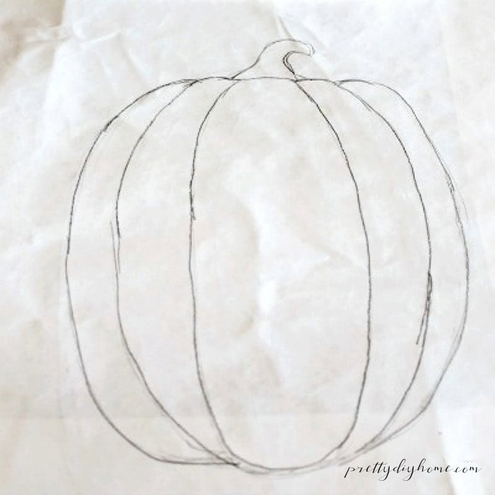 Pencil drawn pumpkin template for a DIY hand painted pumpkin pillow.